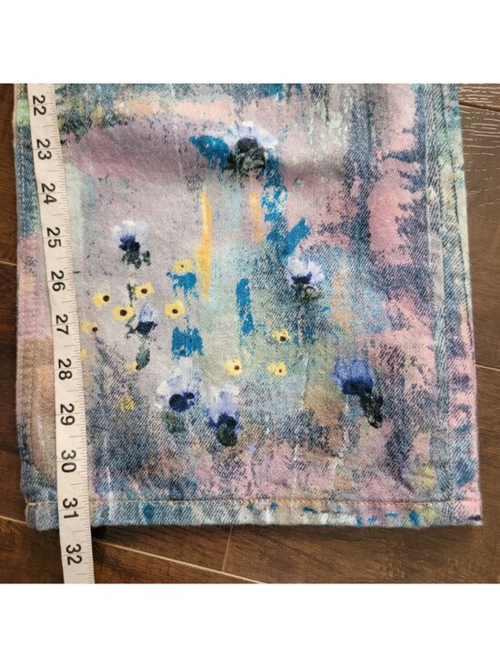Free People Tennessee Low Rise Illusion Jeans Womens 26 Hand Painted 90s Retro - Picture 6 of 8